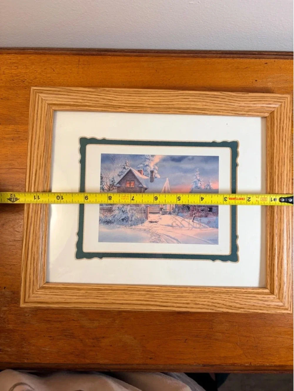 Winter Farmhouse Print Framed Country Cottage Snow Landscape Oak Frame 12